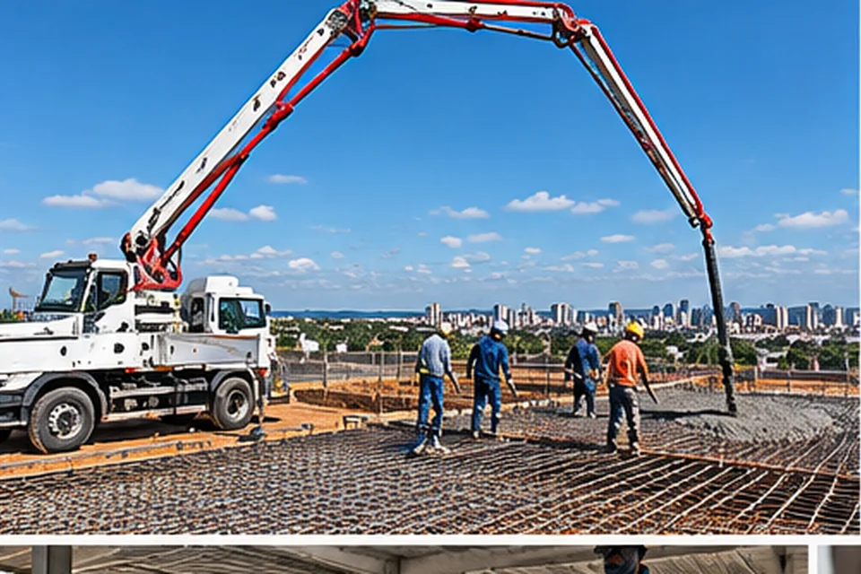 Bombeamento de concreto em obra